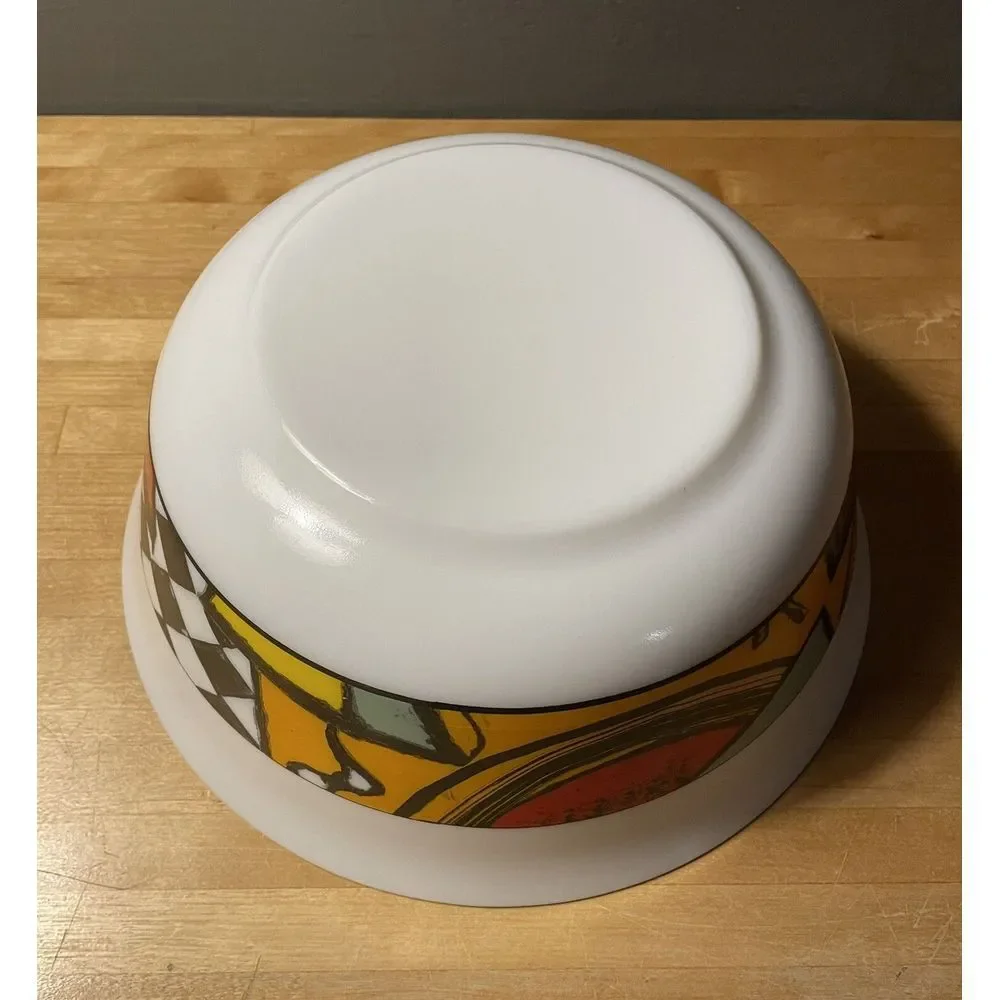 Vintage Arcopal France Santiago Patchwork Glass Serving Bowl 9 1/4" Retro 80's. - Picture 7 of 8